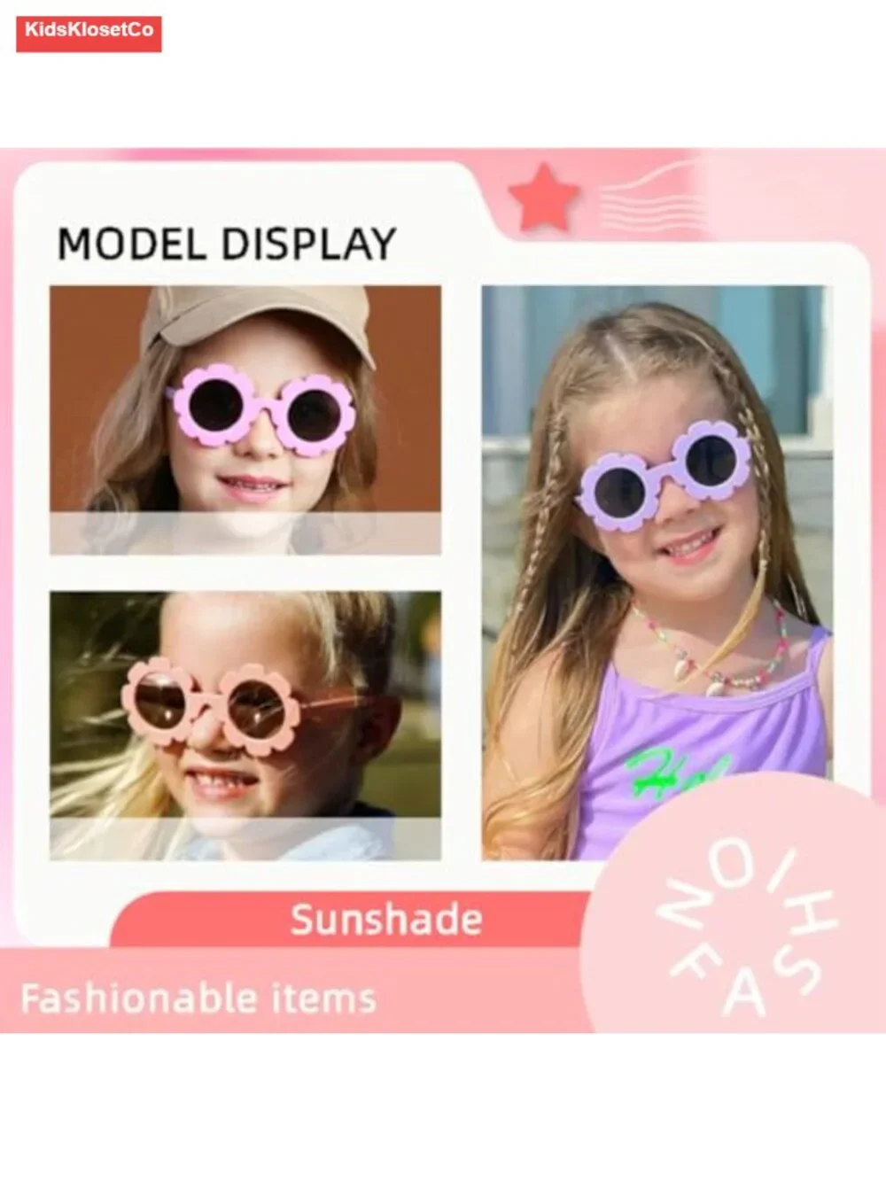 Baby Flower Sunglasses Round Bendable Glasses for Infant Toddler UV400